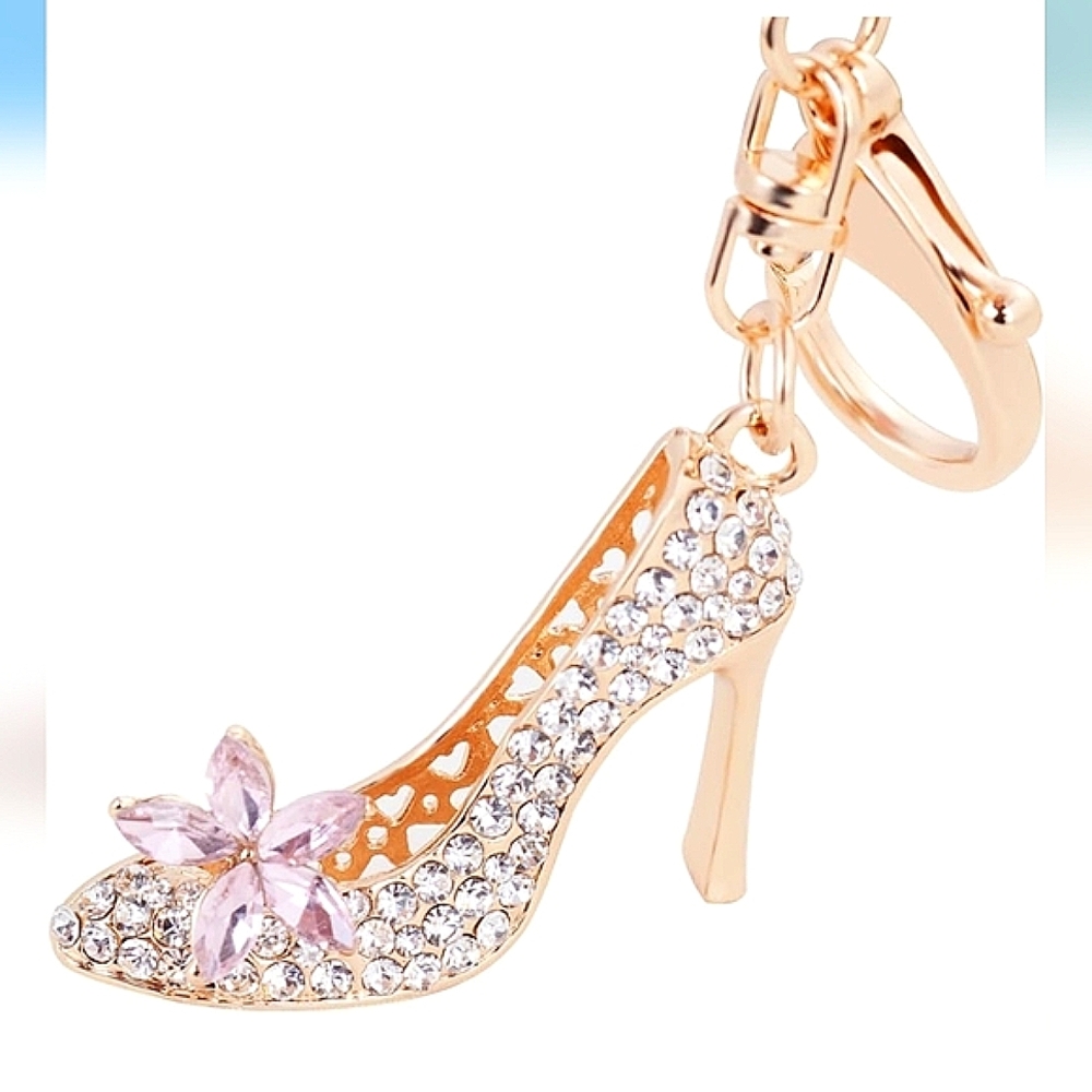 NWOT Fashion Rhinestone High-Heeled Shoe Bag Charm Keychain